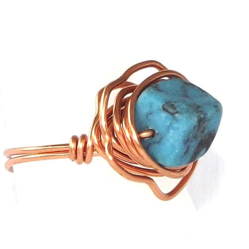 Ring, Size 7 - Turquoise & Copper