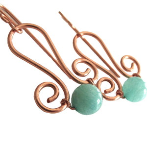 Copper Filigree Amazonite Earrings