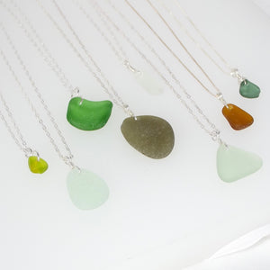 Deep Olive Seaglass Necklace