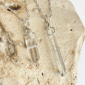 Dainty Clear Quartz Crystal Drop Necklace