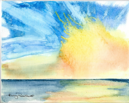 Watercolor - Signed Original:  Water Sky Series on Canvas Board