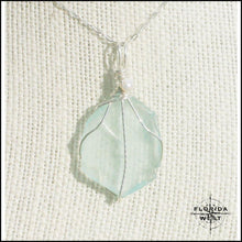 Load image into Gallery viewer, Aqua Sea Glass - Sterling Silver Wrap - Jewelry Hand Made
