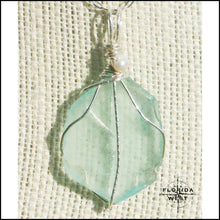 Load image into Gallery viewer, Aqua Sea Glass - Sterling Silver Wrap - Jewelry Hand Made