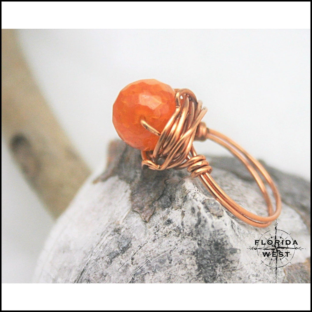 Copper and Agate Handmade Ring - Jewelry Hand Made