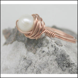 Copper and Pearl Handmade Ring - Jewelry Hand Made