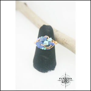 Copper Turquois and Lapis Handmade Ring - Jewelry Hand Made