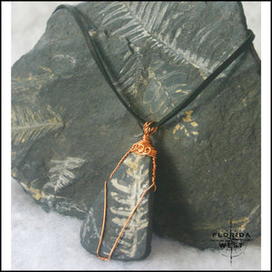Fossilized Fern & Copper Necklace - 300 Million Yrs Old - Jewelry Hand Made