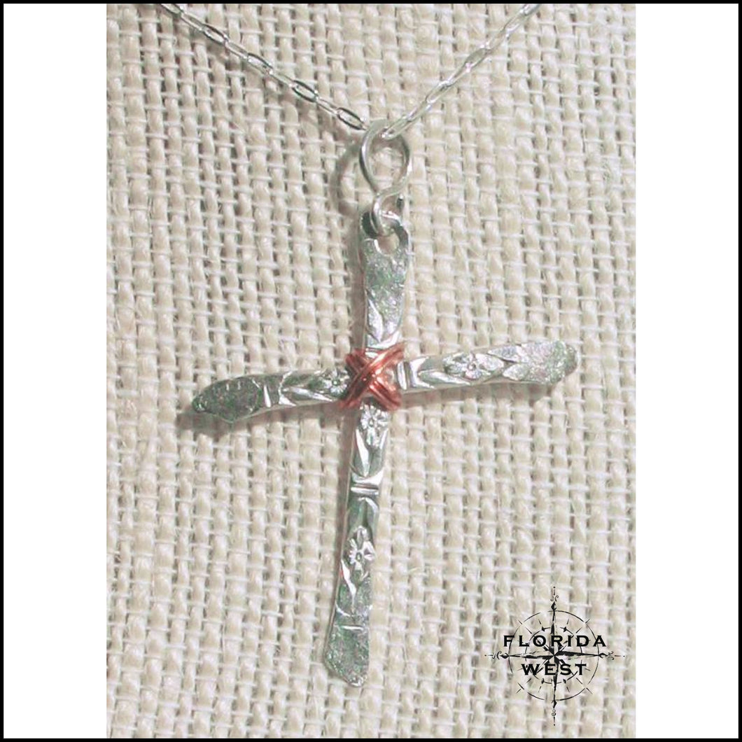 Hand Hammered Sterling Cross Neckalce - Jewelry Hand Made