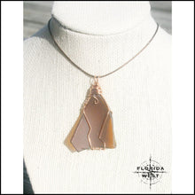 Load image into Gallery viewer, Large Brown Sea Glass - Copper Wire Wrap - Jewelry Hand Made